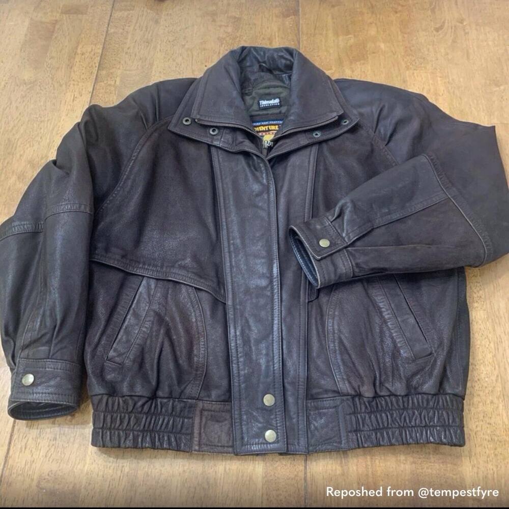 VTG Adventure Bound Mens Wilsons Leather Sz M Jacket Bomber Brown Thinsulate